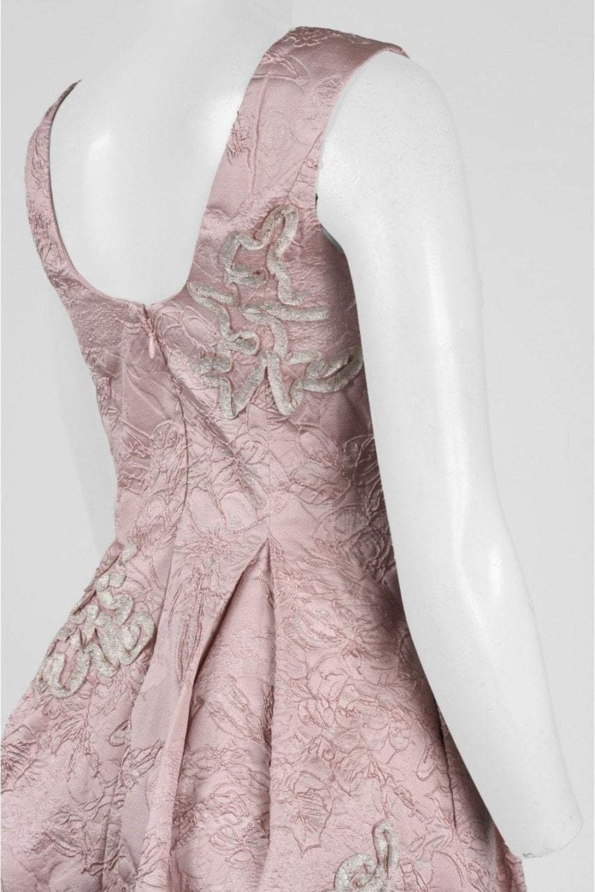 Aidan Mattox Bateau Neck Floral Tea-Length Dress MD1E201386 - 1 pc Blush In Size 2 Available CCSALE 2 / Blush