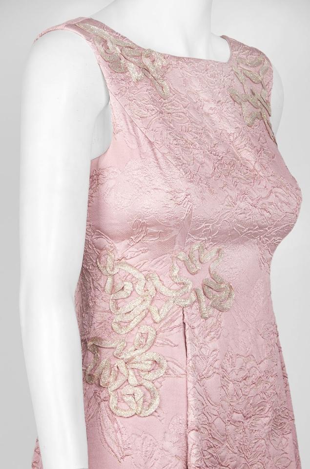 Bateau Neck Floral Tea-Length Dress MD1E201386 in Pink