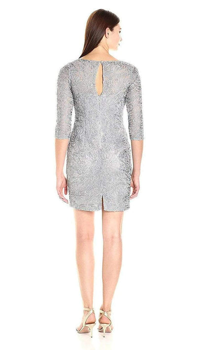 Aidan Mattox Embroidered Bateau Sheath Dress 54468920 - 1 Pc Silver in Size 2 Available CCSALE 2 / Silver