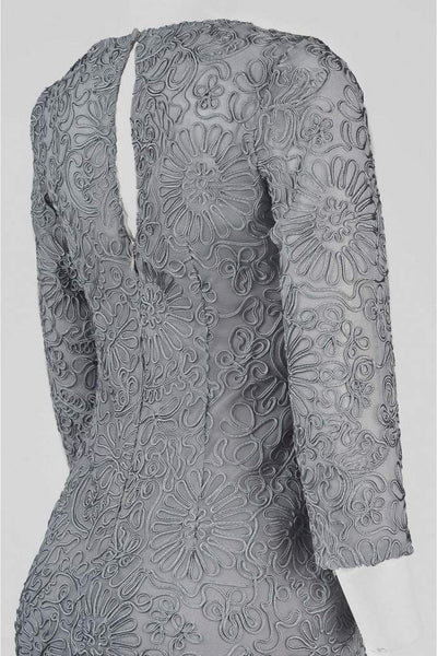 Aidan Mattox Embroidered Bateau Sheath Dress 54468920 - 1 Pc Silver in Size 2 Available CCSALE 2 / Silver