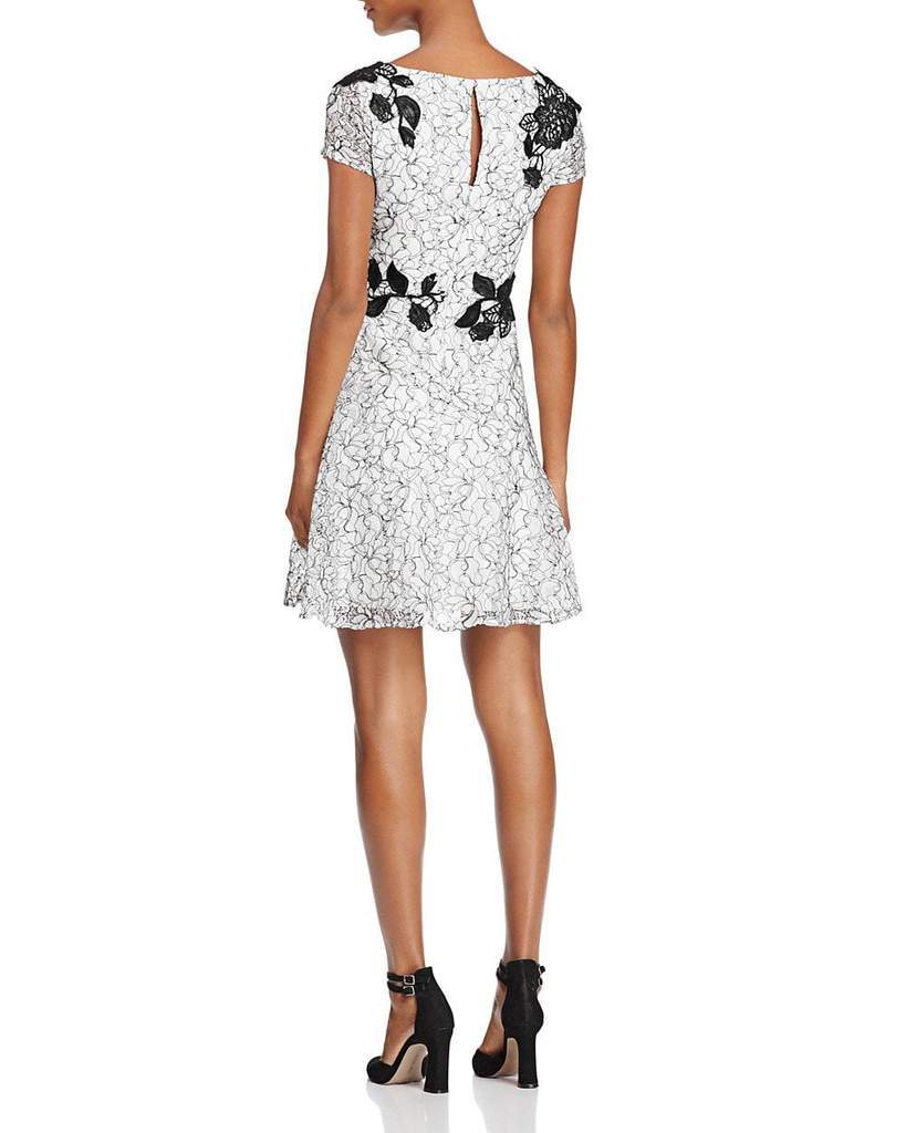 Aidan Mattox - Keyhole Floral A-Line Dress MD1E201162 - 1 Pc. Ivory Black in size 4 Available CCSALE 4 / Ivory Black
