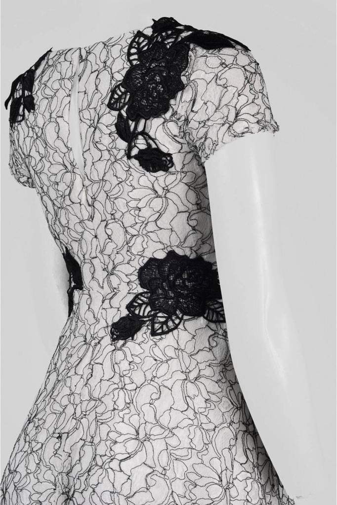 Aidan Mattox - Keyhole Floral A-Line Dress MD1E201162 - 1 Pc. Ivory Black in size 4 Available CCSALE 4 / Ivory Black