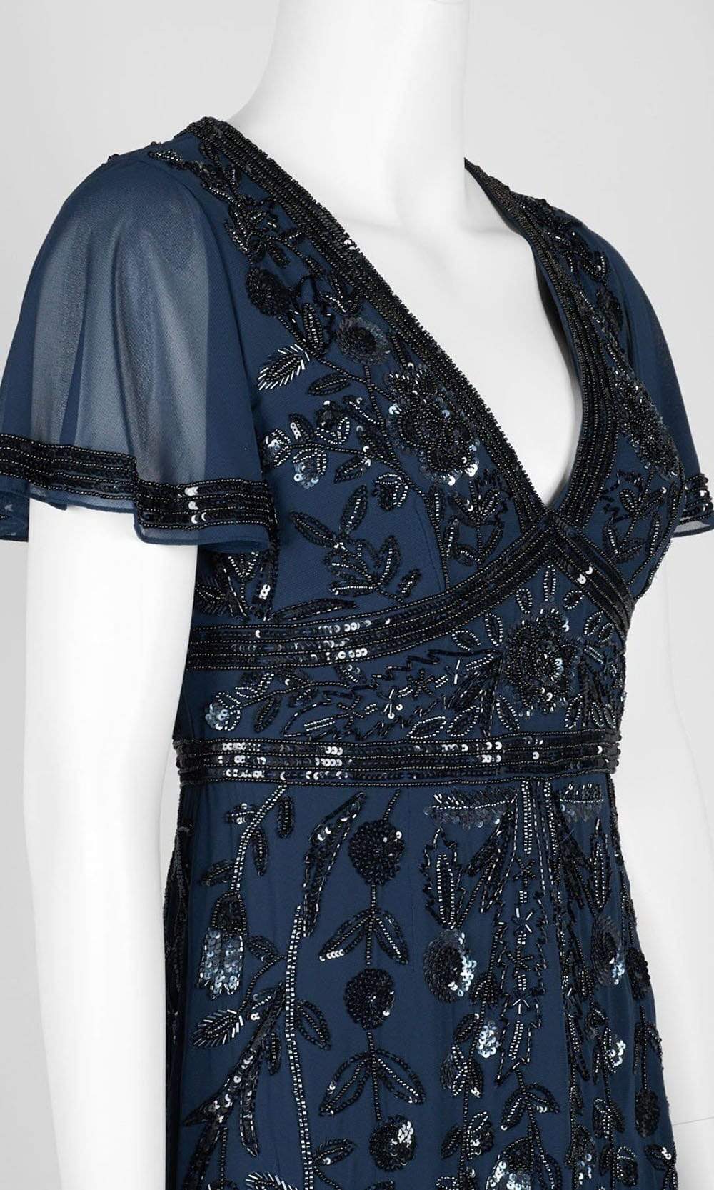 Aidan Mattox - Beaded Mesh V-Neck Chiffon Dress MD1E202729SC Aidan Mattox - Beaded Mesh V-Neck Chiffon Dress MD1E202729SC