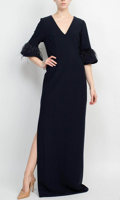 Aidan Mattox MD1E207385 - Quarter Sleeve V Neck Gown Evening Dresses 0 / Twilight