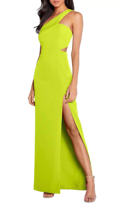 Aidan Mattox MN1E203657 - Asymmetric High Slit Evening Gown Evening Dressess 2 / Lime Green