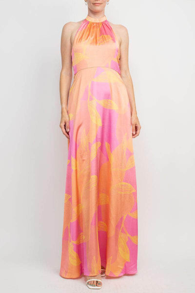 Aidan Mattox MN1E206693 - Sleeveless Halter Long Dress Special Occasion Dress 2 / Pink Multi