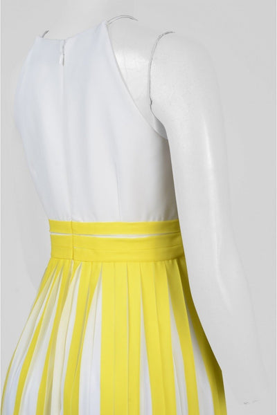 Aidan Mattox Pleated Brocatelle Halter Dress MN1E200900 - 1 pc Lemon In Size 6 Available CCSALE 6 / Lemon