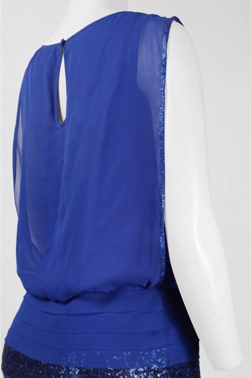 Aidan by Aidan Mattox - Sequined Bateau Neck Sheath Dress 151A93310 in Blue