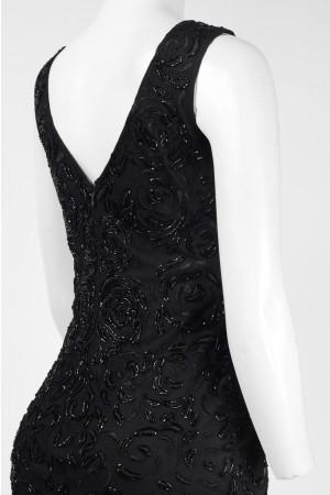 Aidan Mattox - Bateau Neckline Embroidered Short Dress 54465560 in Black