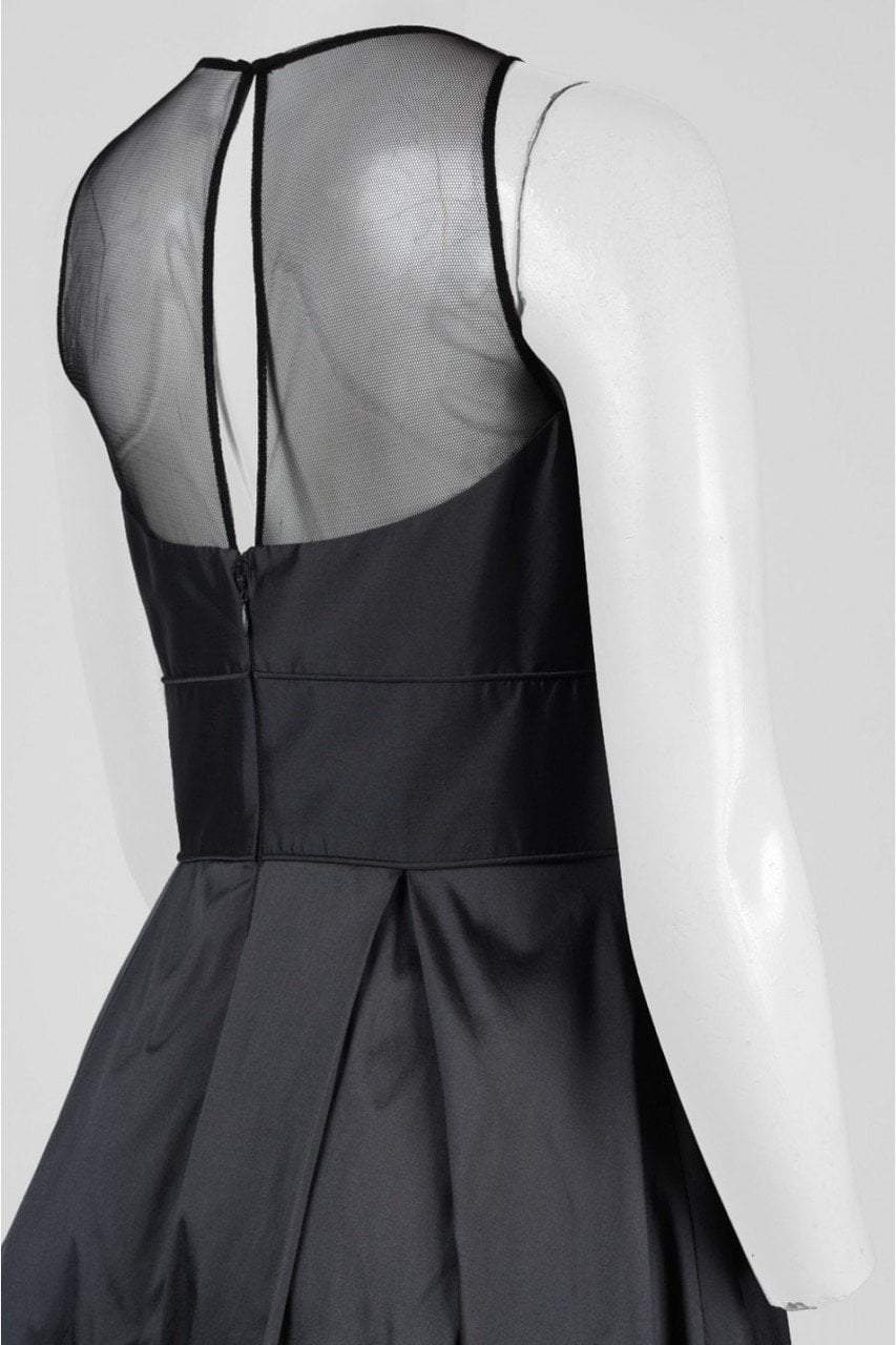 Aidan Mattox - 54467610 Halter Neck Pleated Organza A-line Dress in Black