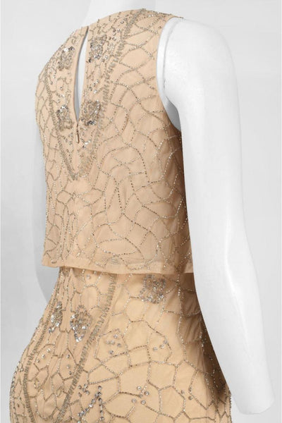 Aidan Mattox - Embellished Bateau Neck Dress 54468710 in Gold