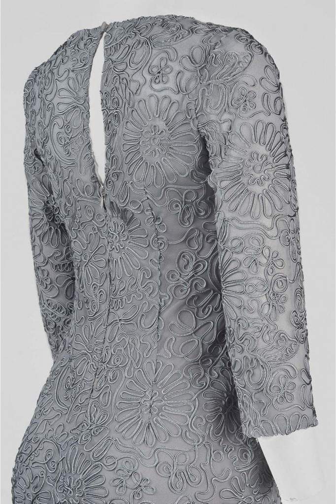 Aidan Mattox - 54468920SC Soutache Embroidered Quarter Sleeve Dress