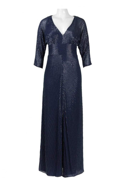 Aidan Mattox - 54473360SC V Neck Glitter Mid Slit Dress