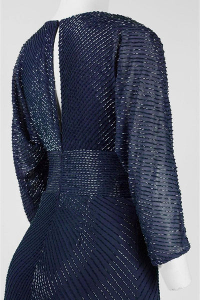 Aidan Mattox - V-Neckline Beaded Chiffon Evening Dress 54473360 in Blue