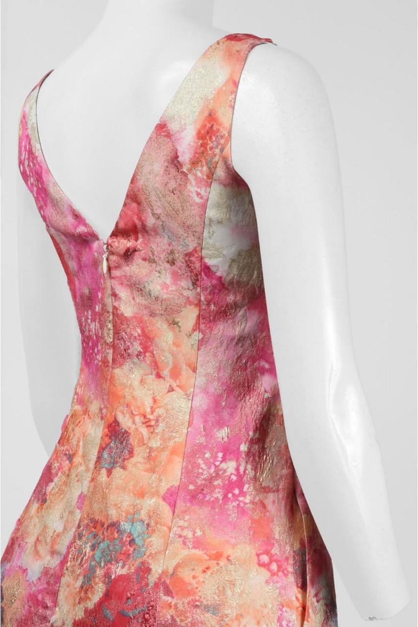 Aidan Mattox - Sleeveless V Neck Long Dress MD1E200058 in Pink and Multi-Color