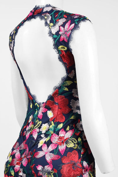 Aidan Mattox - MN1E201728SC Scallop V Neck Floral Short Dress