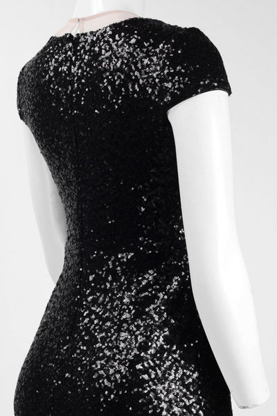 Aidan by Aidan Mattox - MN1E201994 Plunging Illusion Sequined Sheath Dress In Black