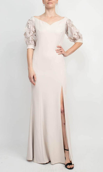 Alberto Makali 185715 - Applique Sleeve Evening Gown Special Occasion Dress 8 / Taupe