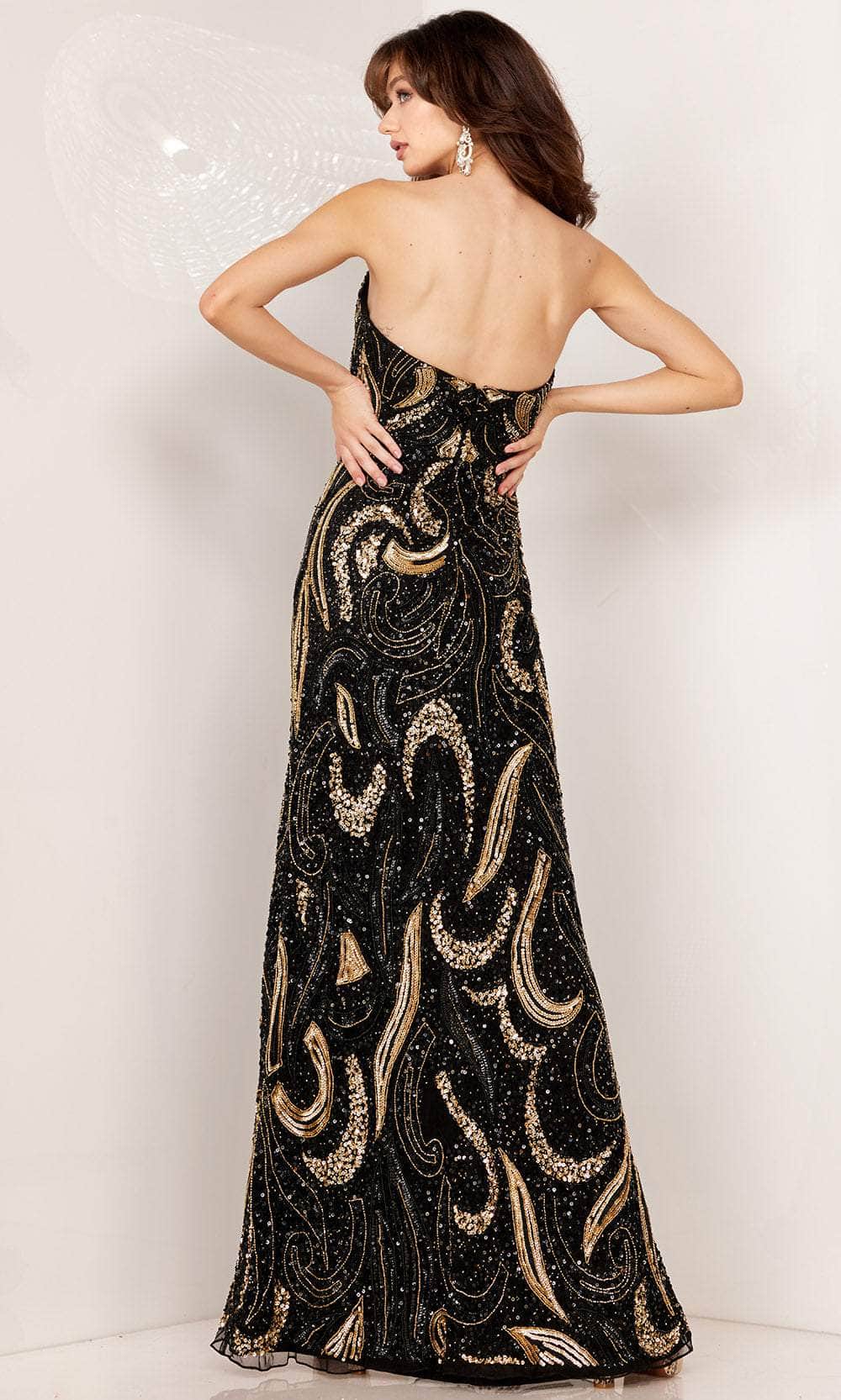 Aleta Couture 1105 - Long Sheath Dress - Strapless, Illusion inset, Beaded, Sequin, Open Back, Back Zipper, High Slit, Sweep Train ADASA Aleta Couture 1105 - Long Sheath Dress - Strapless, Illusion inset, Beaded, Sequin, Open Back, Back Zipper, High Slit, Sweep Train ADASA