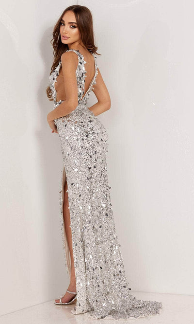 Aleta Couture 1204 - Sequined Illusion Side Prom Gown Special Occasion Dresses