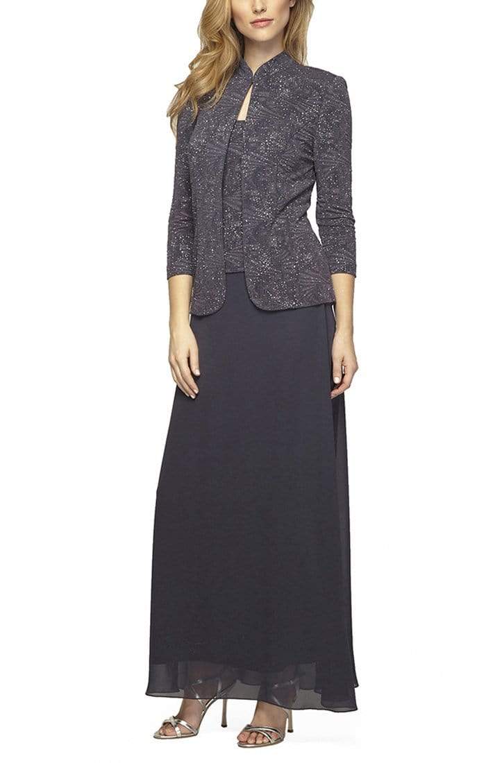 Alex Evenings Women's Empire Waist Long Open Soutache Jacket Dress - Navy - Size 12 Alex Evenings Women's Empire Waist Long Open Soutache Jacket Dress - Navy - Size 12
