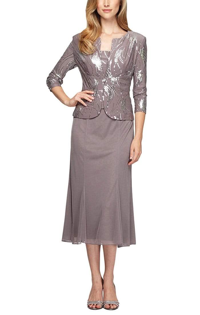 Alex Evenings - Sequined Two Piece Dress with Jacket 296267  In Silver