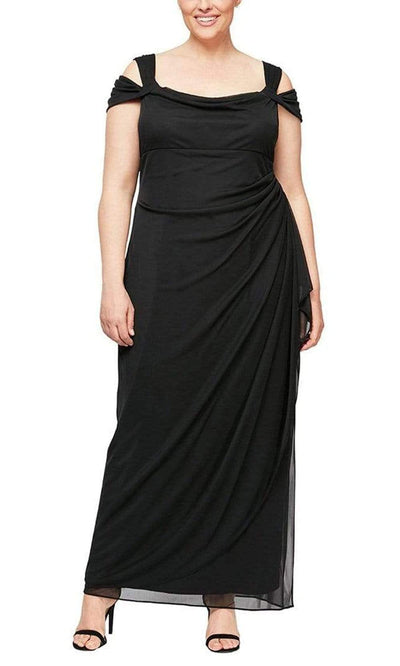 Alex Evenings - 432156 Scoop Neck Long Sheath Dress Evening Dresses 14W / Black