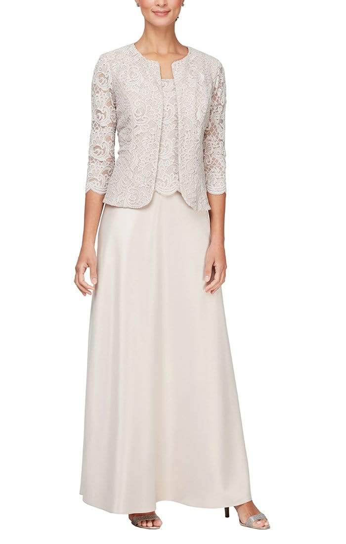 Alex Evenings - 81122326 Lace And Satin Dress With Jacket Mother of the Bride Dresses 6 / Taupe
