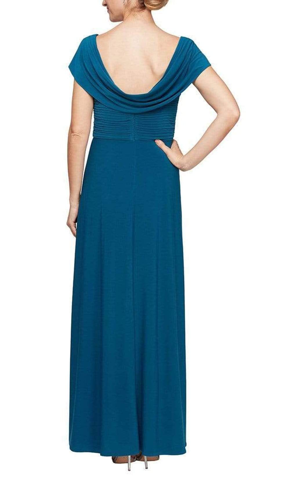 Alex Evenings Women's Long Cowl Neck A-Line Dress, Navy, 6 Alex Evenings Women's Long Cowl Neck A-Line Dress, Navy, 6