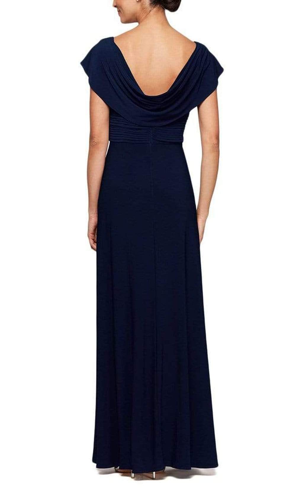 alex evenings cowl neck dress Alex Evenings Womens Petites Cowl Neck Embellished Evening Dress Navy 16P