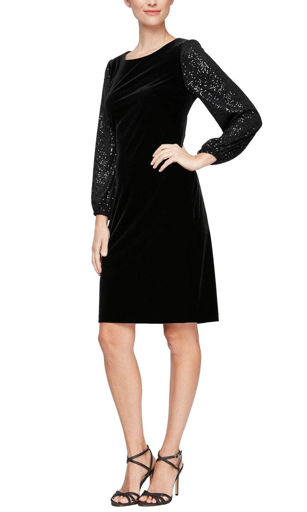 Alex Evenings 81919071 - Sequin Ornate Sleeve Cocktail Dress Special Occasion Dress 4 / Black