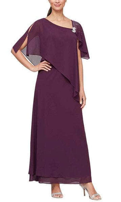 Alex Evenings - 8192003 Chiffon Cape Dress Mother of the Bride Dresses 18 / Navy