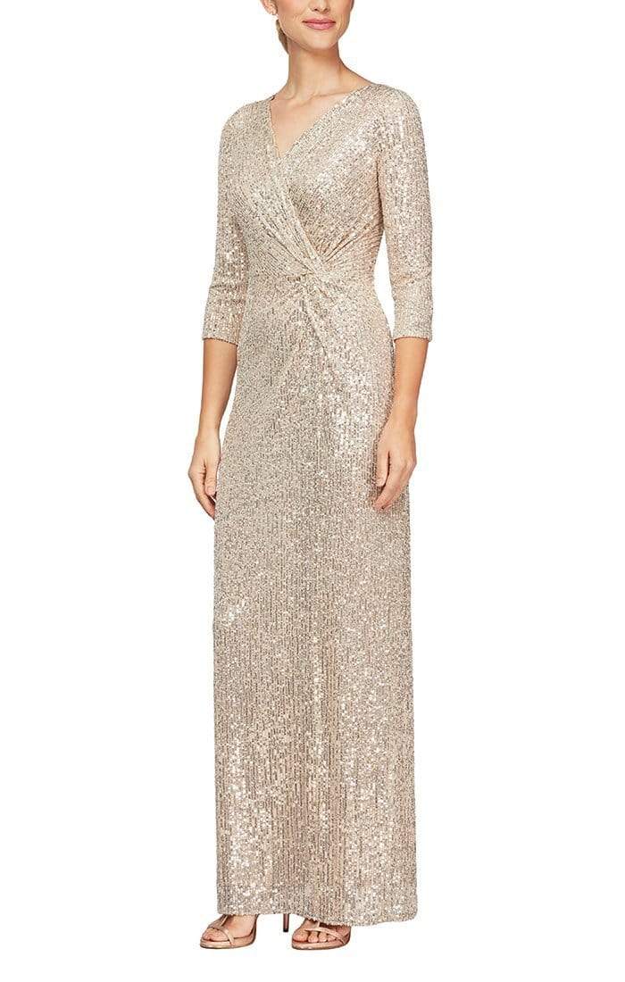 Alex Evenings - 8196646 Sequined V-Neck Column Gown Special Occasion Dress