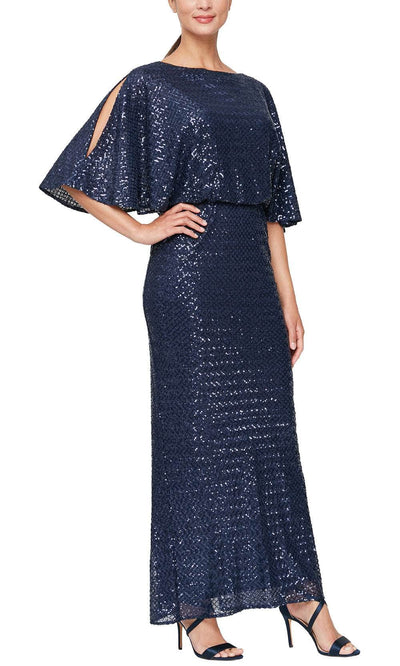 Alex Evenings 8196719 - Split Sleeve Blouson Evening Dress Special Occasion Dress 6 / Navy