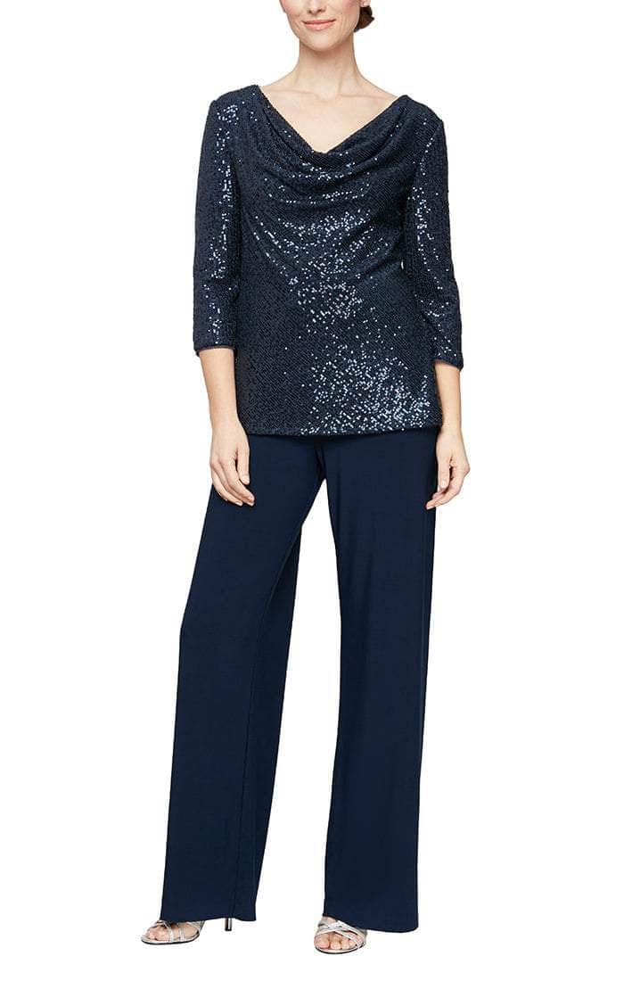 Alex Evenings - Cowl Pantsuit 8196808 In Blue