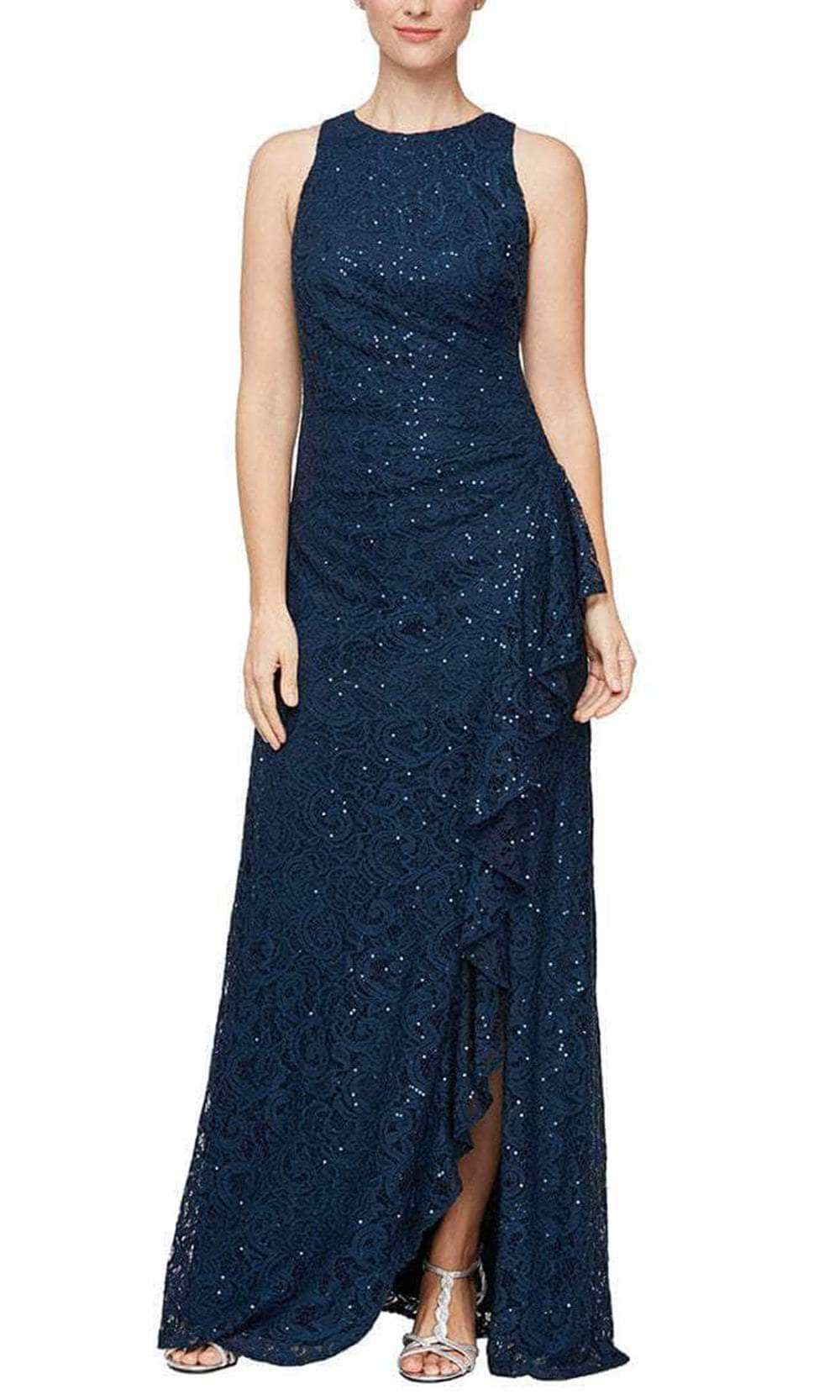 Alex Evenings - 82122434 Jewel Neck Sheath Long Dress Evening Dresses