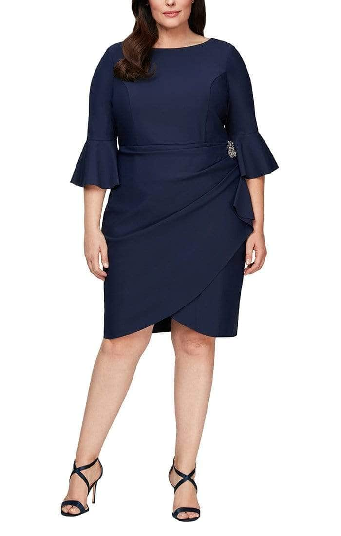 Alex Evenings - Jewel Neck Sheath Formal Dress 434183 - 1 pc Navy In Size 16W Available CCSALE 16W / Navy