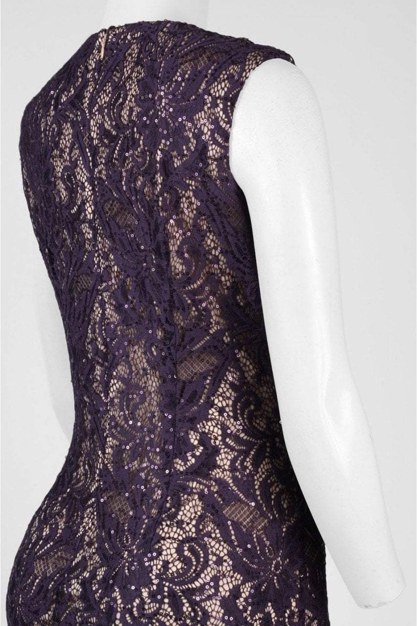 Alex Evenings - 1121596 Embroidered Lace Front Cut Out Dress in Purple