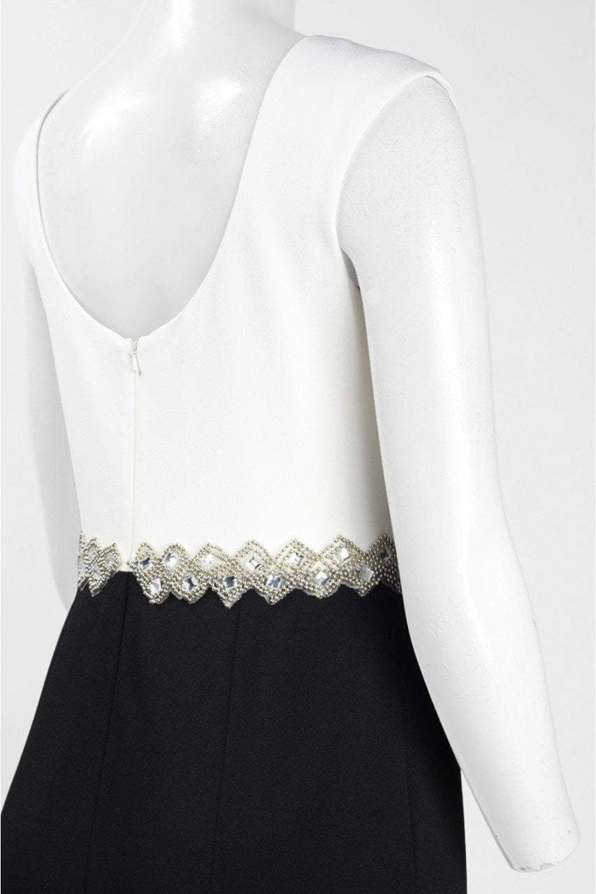 Alex Evenings - 160108 Embellished Bateau Neck Sheath Dress in Black and White