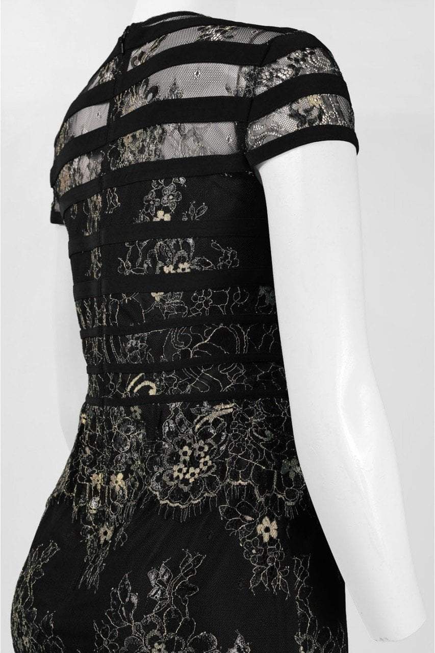 Alex Evenings - 1121175 Cap Sleeve Banded Lace Dress in Black and Gold