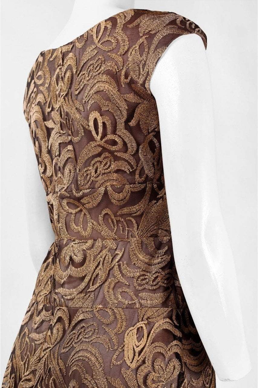 Alex Evenings - Floral Embroidered Bateau A-line Dress in Brown