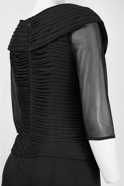 Alex Evenings - 132141 Ruched Off Shoulder Tea Length Dress in Black