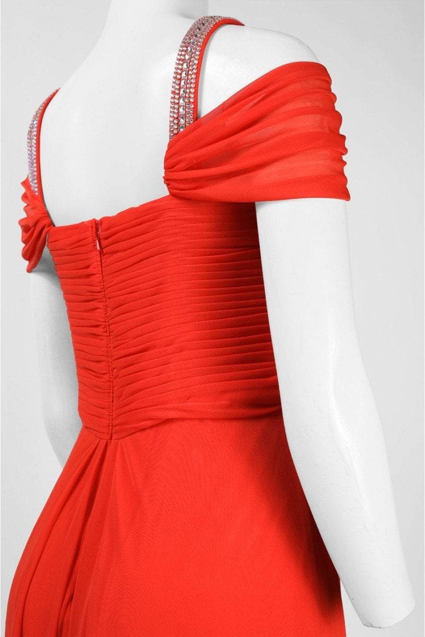 Alex Evenings - Beaded Ruched A-line Dress 132763 in Orange