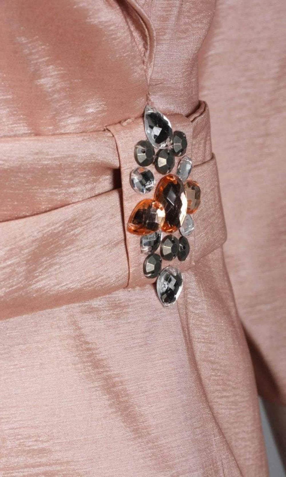 Alex Evenings - 366147 Quarter Sleeve Brooch Accented Taffeta Set - 2 Pcs Apricot in size L and XL Available CCSALE XL / Apricot