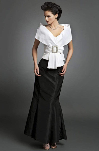 Alexander by Daymor - 1033 Taffeta Trumpet Gown with Faux Wrap Jacket Mother of the Bride Dresses 2 / Black/White