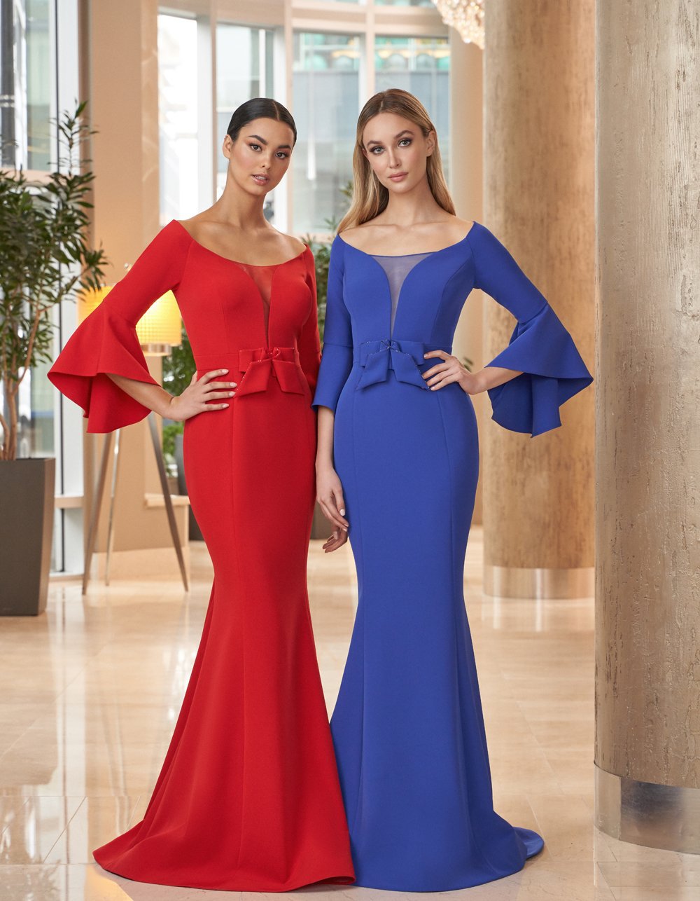 Alexander by Daymor - 1053 Bateau Circular Flounce Sleeves Mermaid Gown Mother of the Bride Dresses