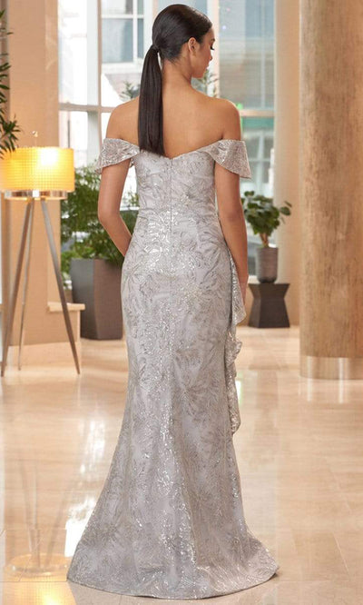 Alexander By Daymor - 1059SC Off Shoulder Side Ruch Evening Gown In Silver