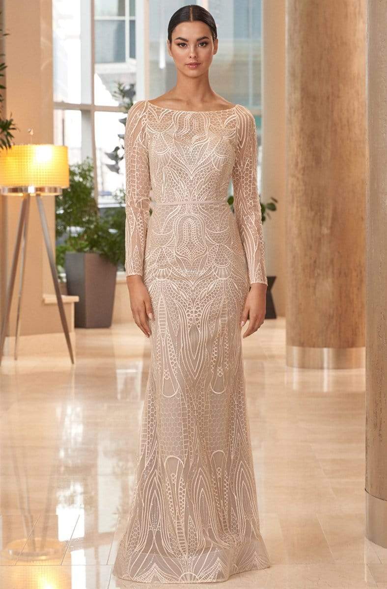 Alexander by Daymor - 1070 Embroidered Lace Bateau Trumpet Gown Mother of the Bride Dresses 0 / Blush