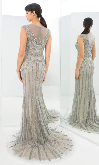 Alexander By Daymor - 1370 Illusion Bugle Beaded Long Dress Evening Dresses