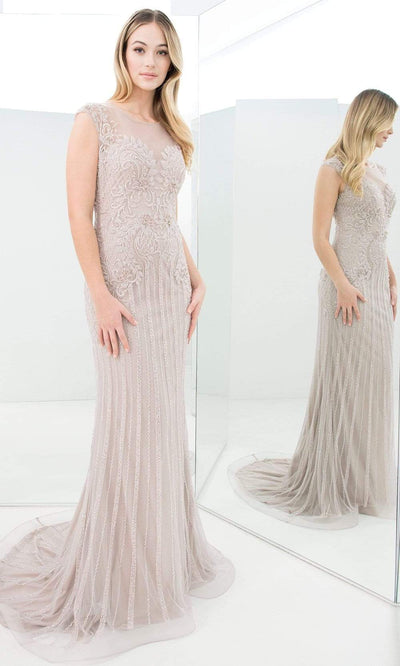 Alexander By Daymor - 1370 Illusion Bugle Beaded Long Dress Evening Dresses